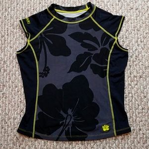 Hapari black and yellow tropical print Swimwear top